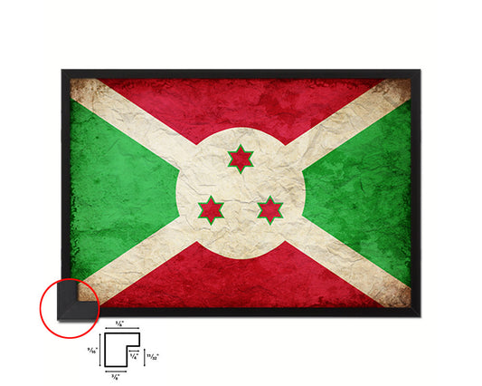 Burundi Country Vintage Flag Wood Framed Print Wall Art Decor Gifts