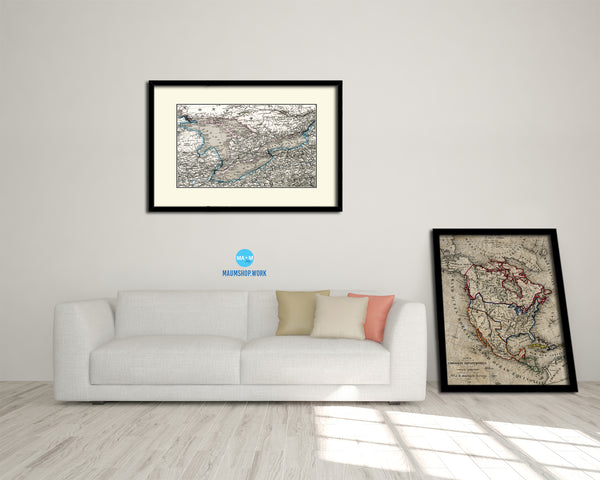 Great Lakes Old Map Framed Print Art Wall Decor Gifts