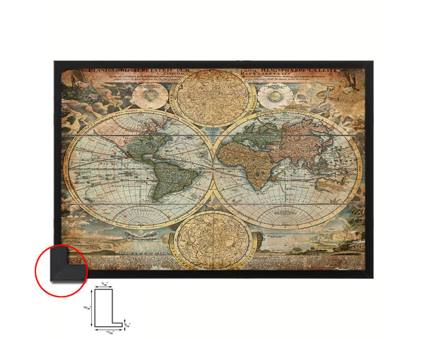 World Ortelius Circa Antique Map Framed Print Art Wall Decor Gifts
