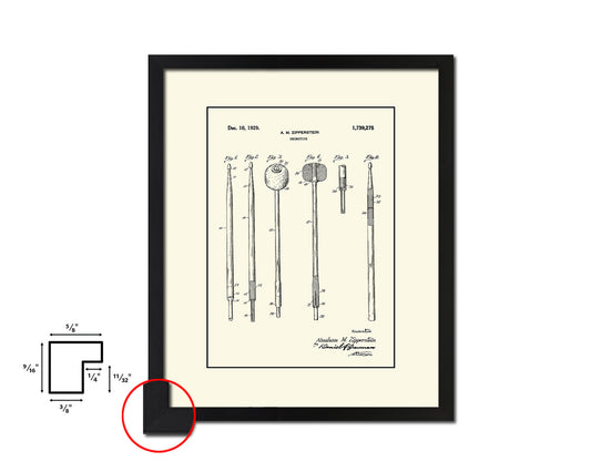 Drumstick Music Vintage Patent Artwork Black Frame Print Wall Art Decor Gifts