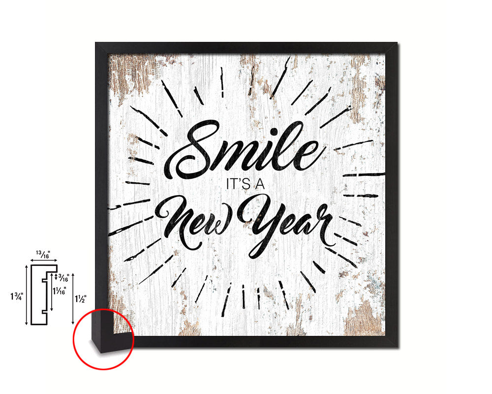 Smile it's a new year Quote Framed Print Home Decor Wall Art Gifts