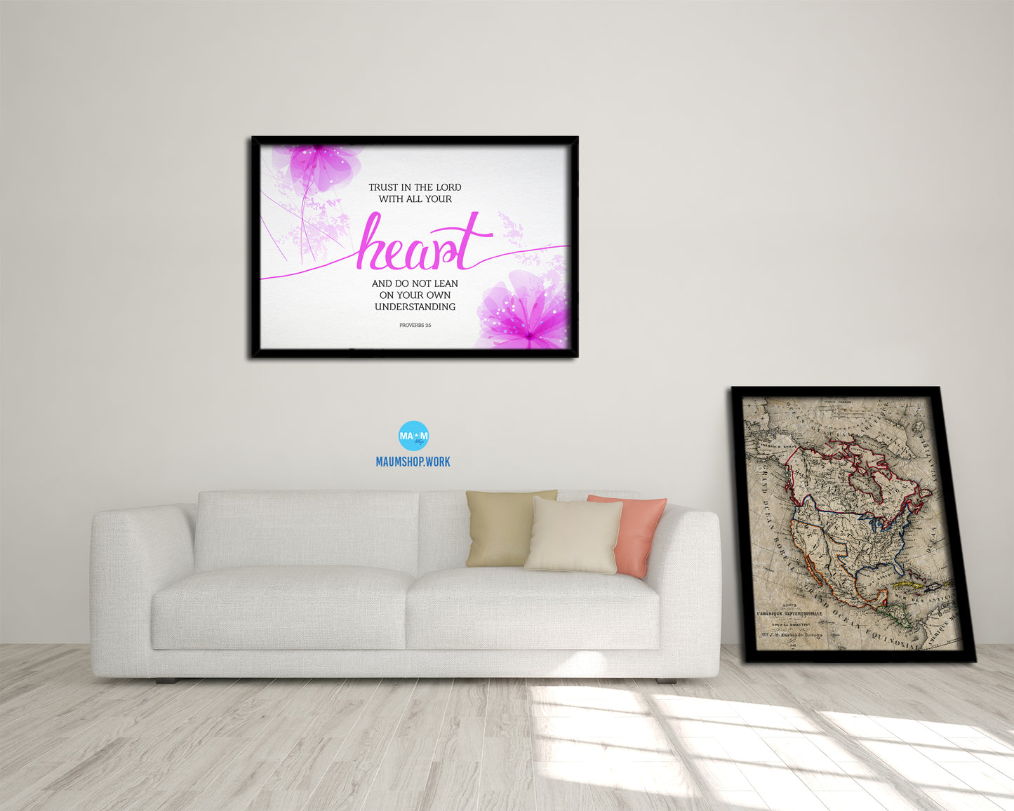 Trust in the Lord with all your Heart, Proverbs 3:5 Bible Verse Scripture Framed Art
