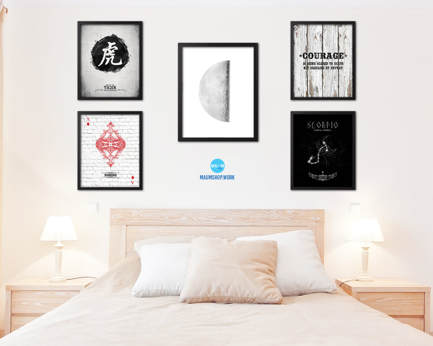 Waning Third Quarter Lunar Phases Moon Watercolor Nursery Framed Prints Home Decor Wall Art Gifts