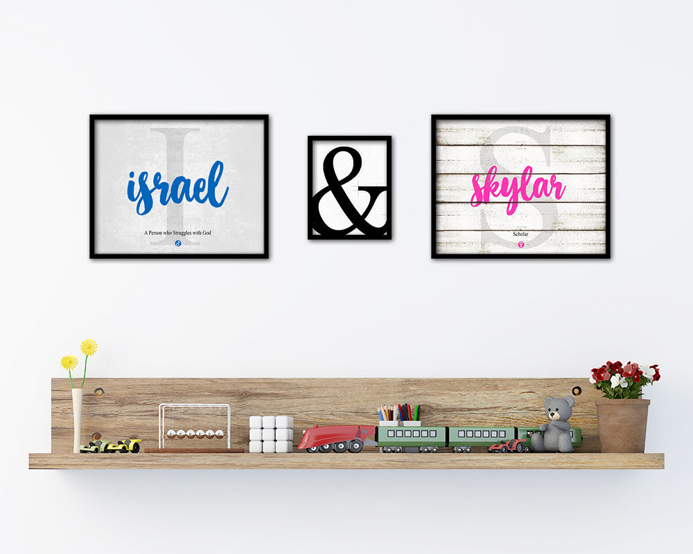 Israel Personalized Biblical Name Plate Art Framed Print Kids Baby Room Wall Decor Gifts