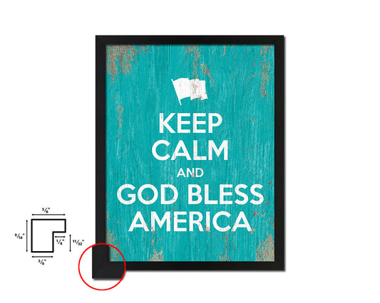 Keep calm and God bless America Quote Framed Print Home Decor Wall Art Gifts