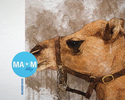 Camel Animal Painting Print Framed Art Home Wall Decor Gifts