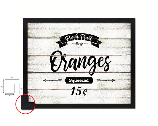 Fresh Fruit Oranges Vintage Sign Fine Art Paper Prints Wood Frame Wall Art Decor Gifts