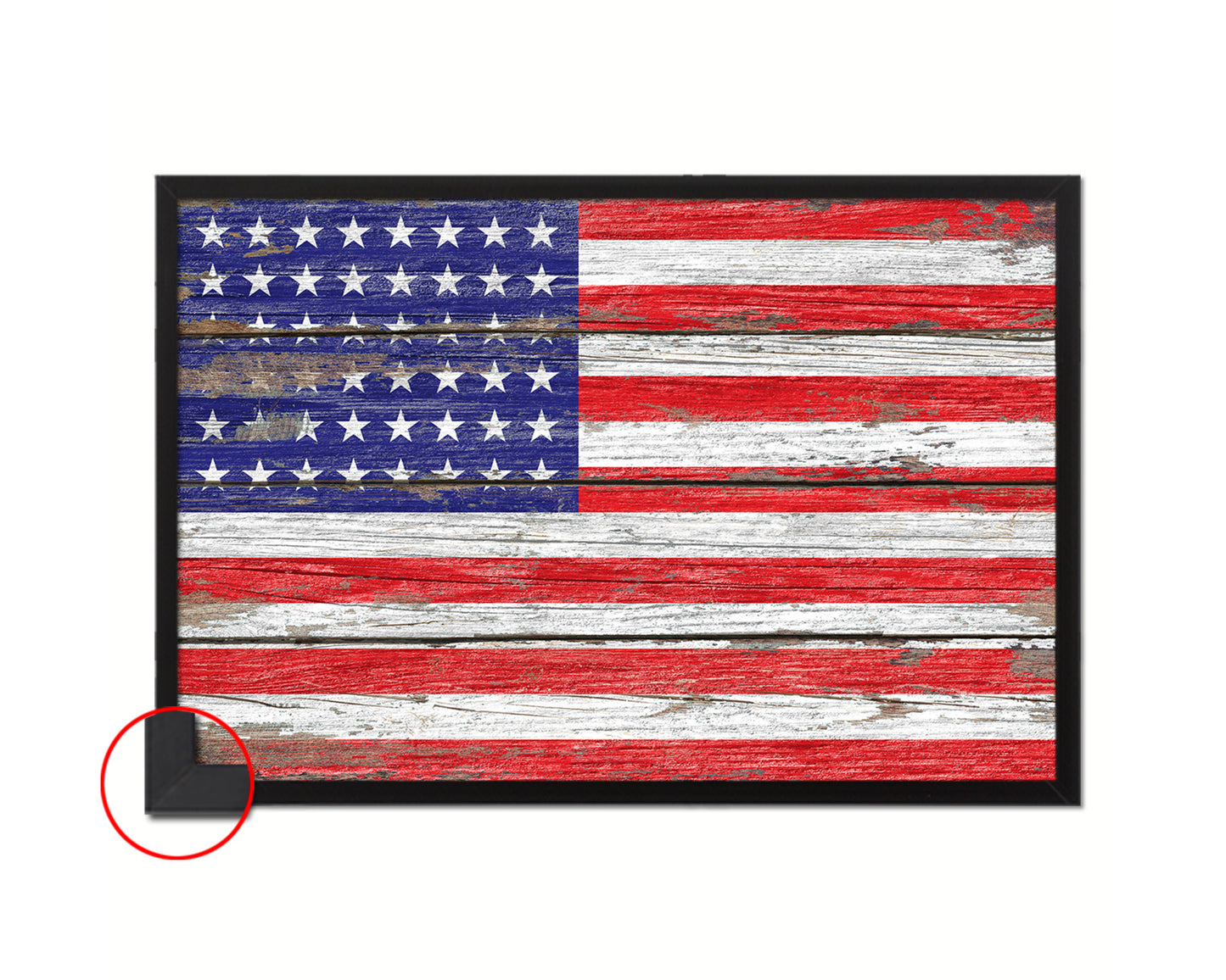 48 Stars Wood Rustic Flag Wood Framed Print Wall Art Decor Gifts