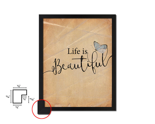 Life is beautiful Quote Paper Artwork Framed Print Wall Decor Art