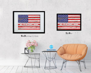 Veterans Day Thank you for your service Wood Rustic Flag Wood Framed Print Wall Art Decor Gifts