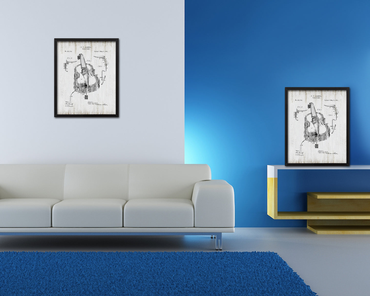 Violin Rest Music Vintage Patent Artwork Black Frame Print Wall Art Decor Gifts