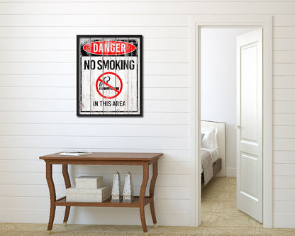 No smoking in this area Notice Danger Sign Framed Print Home Decor Wall Art Gifts