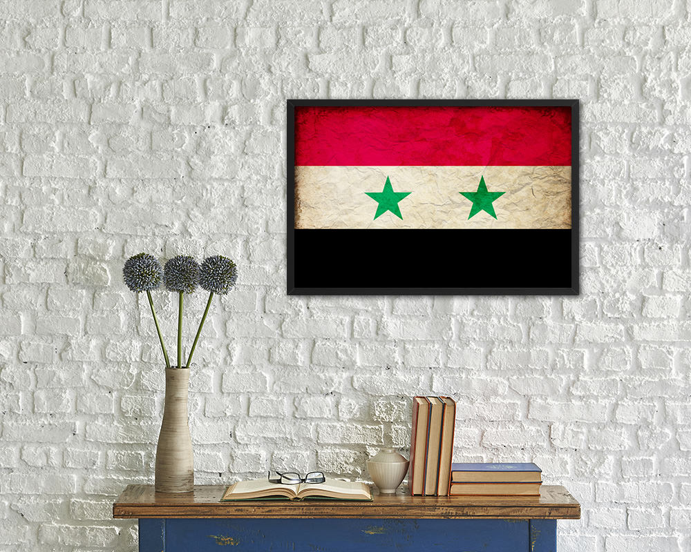 Syria Country Vintage Flag Wood Framed Print Wall Art Decor Gifts