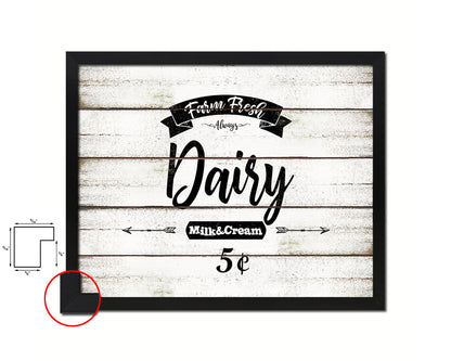 Farm Fresh Dairy Vintage Sign Fine Art Paper Prints Wood Frame Wall Art Decor Gifts