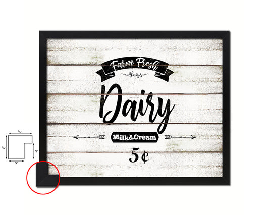 Farm Fresh Dairy Vintage Sign Fine Art Paper Prints Wood Frame Wall Art Decor Gifts