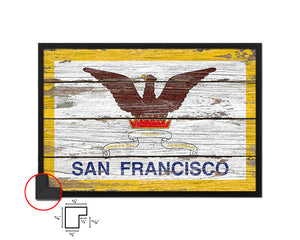 San Francisco City San Francisco State Rustic Flag Wood Framed Paper Prints Decor Wall Art Gifts