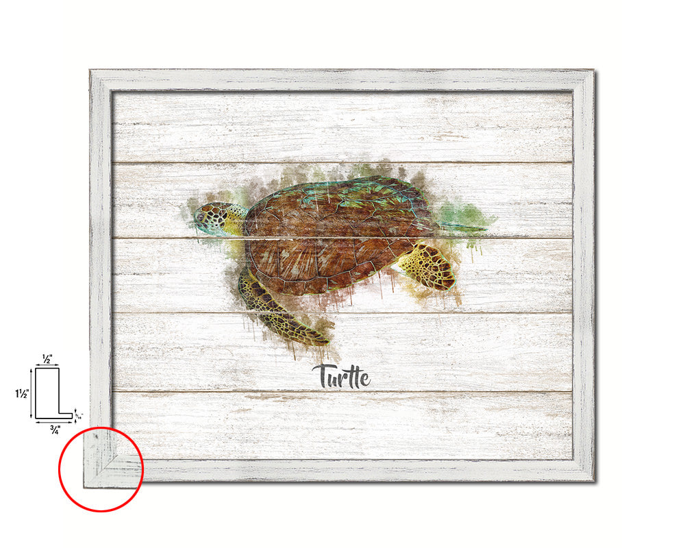 Turtle Fish Framed Prints Modern Restaurant Sushi Bar Watercolor Wall Art Decor