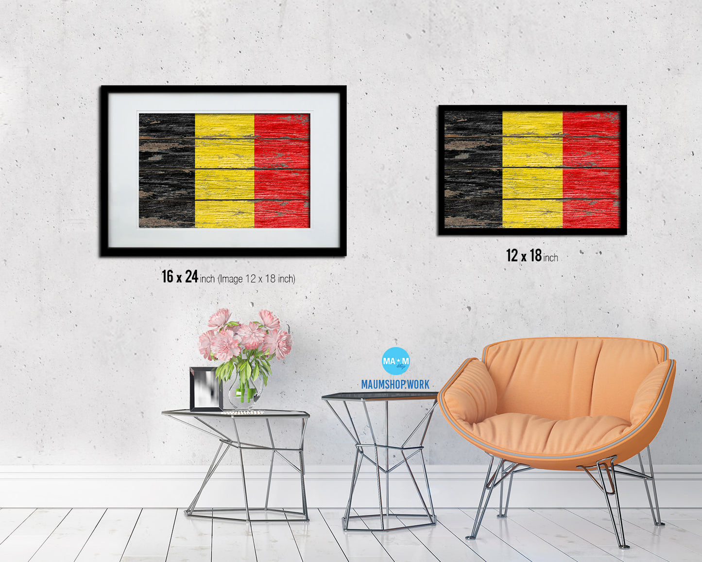 Belgium Country Wood Rustic National Flag Wood Framed Print Wall Art Decor Gifts