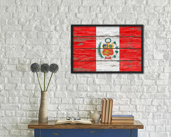 Peru Country Wood Rustic National Flag Wood Framed Print Wall Art Decor Gifts