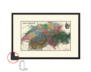 Switzerland the 19th Century Trousset Encyclopedia 1886-1891 Old Map Print Art Frame
