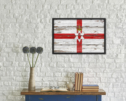 North Irish Ulster City Northern Ireland Country Rustic Flag Wood Framed Paper Prints Decor Wall Art Gifts