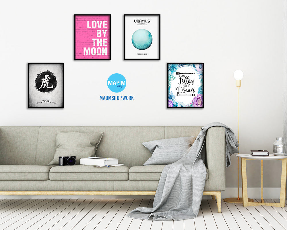 Love by the moon Quote Saying Framed Print Home Decor Wall Art Gifts