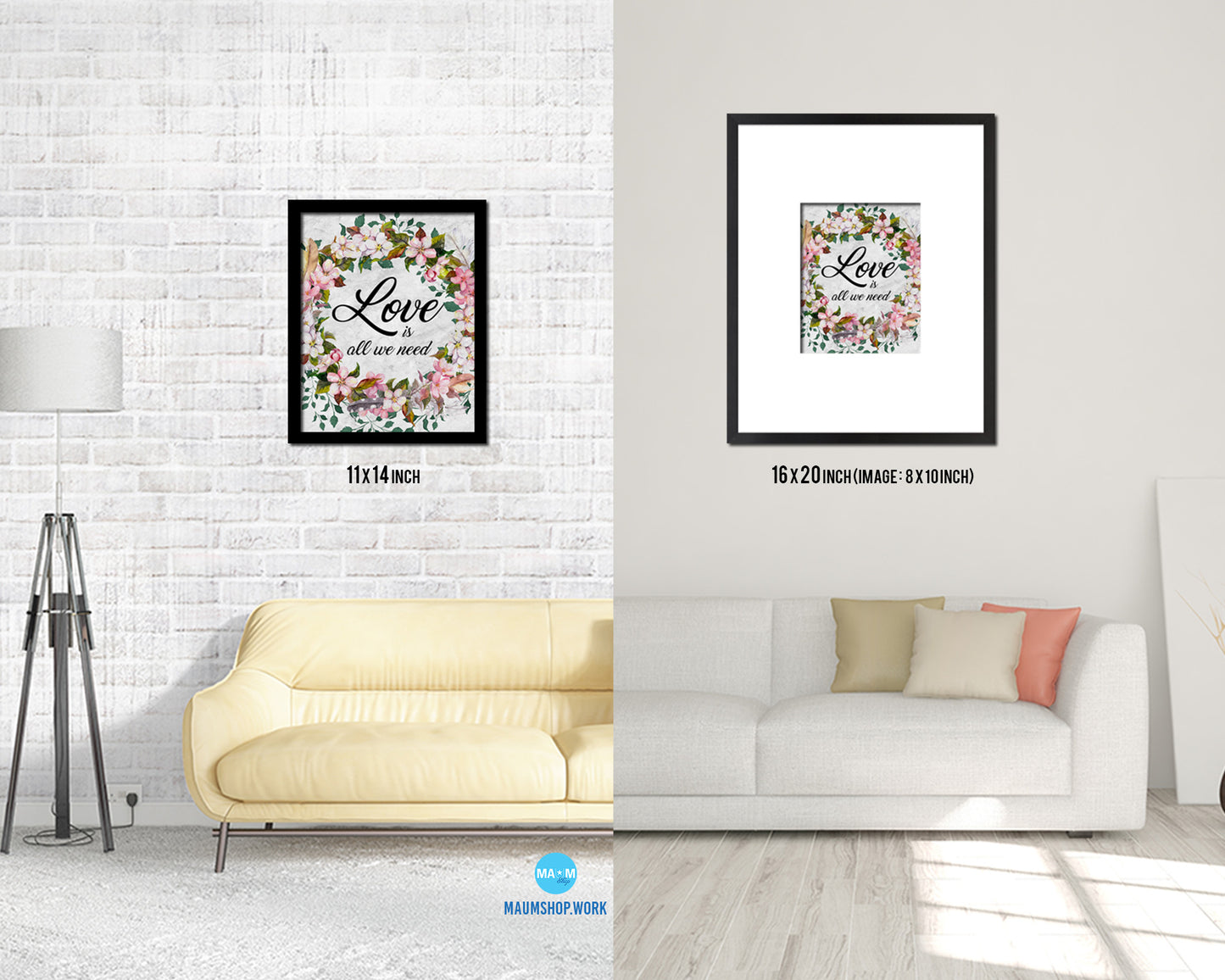 Love is all we need Quote Framed Print Wall Art Decor Gifts