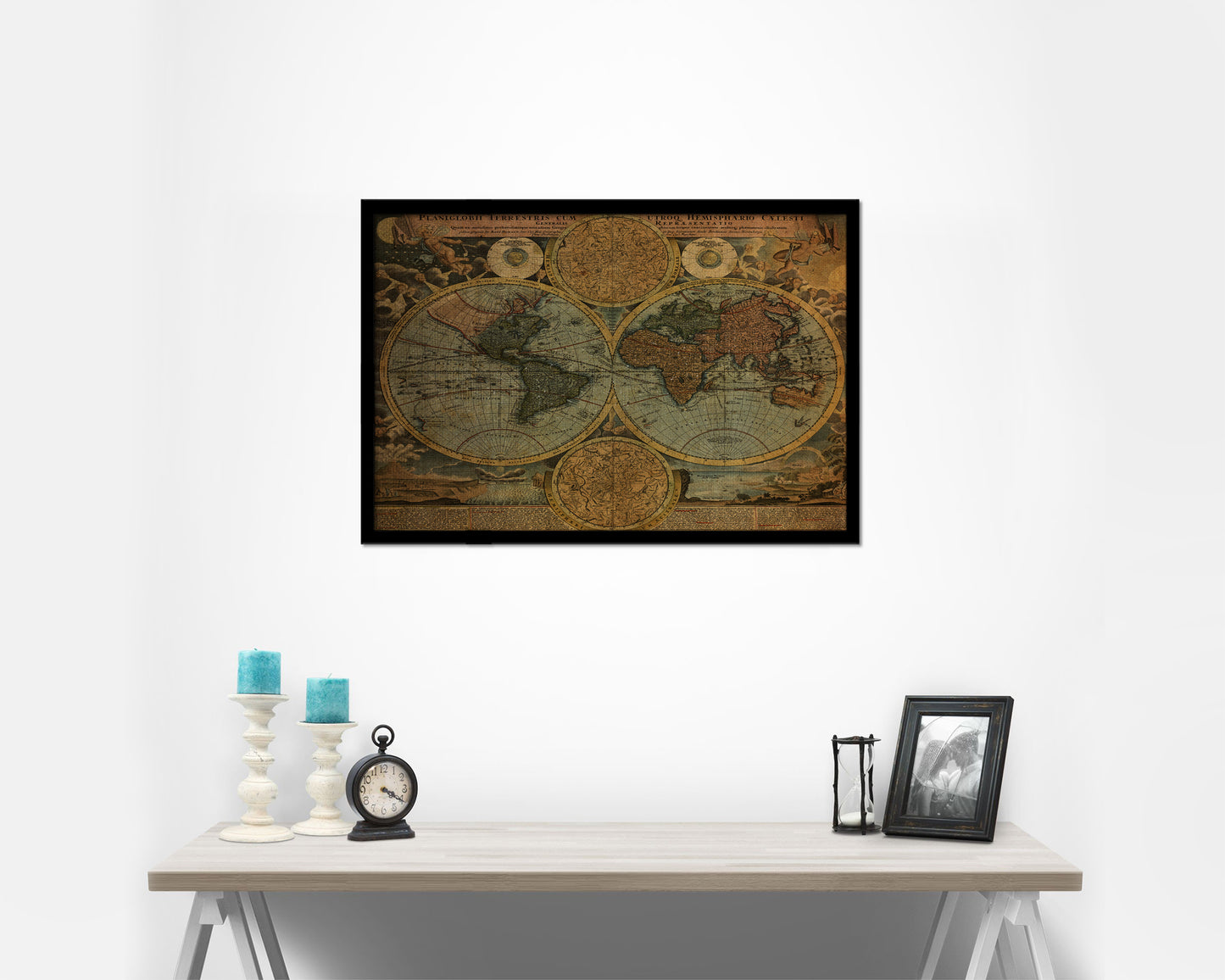 World Vintage Map Framed Print Art Wall Decor Gifts