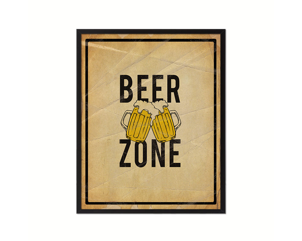 Beer Zone Notice Danger Sign Framed Print Home Decor Wall Art Gifts
