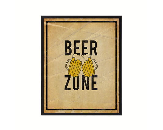 Beer Zone Notice Danger Sign Framed Print Home Decor Wall Art Gifts