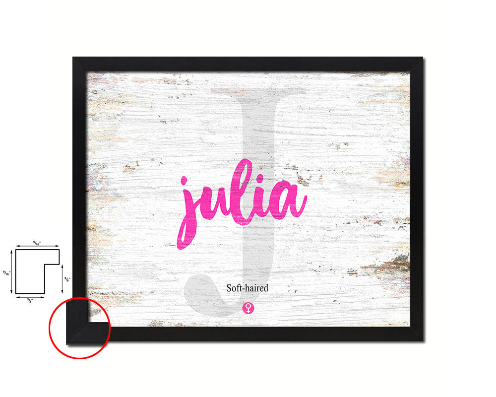 Julia Personalized Biblical Name Plate Art Framed Print Kids Baby Room Wall Decor Gifts