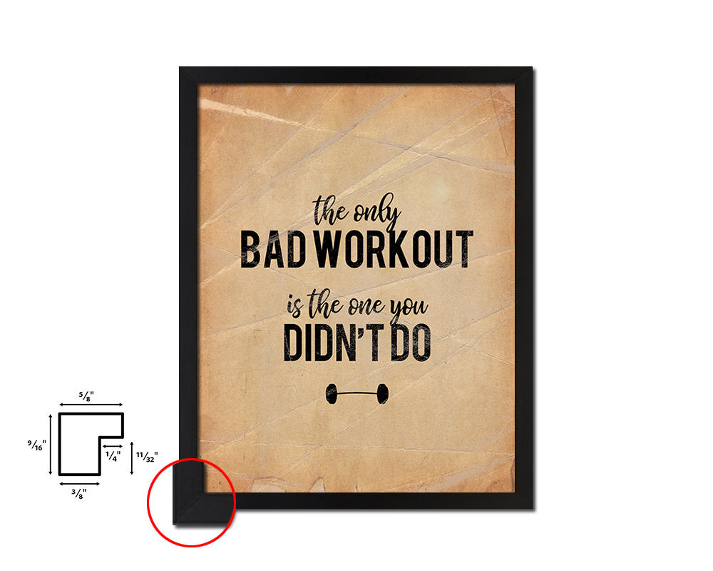 The only bad workout is the one Quote Wood Framed Print Wall Decor Art