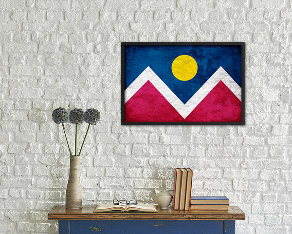 Denver City Colorado State Vintage Flag Wood Framed Prints Decor Wall Art Gifts