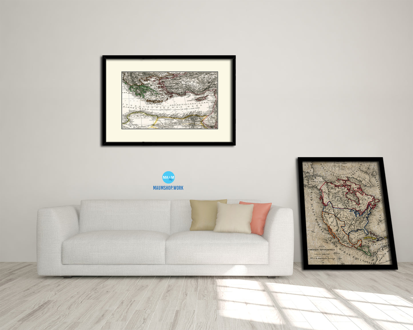 Eastern Mediterranean Old Map Framed Print Art Wall Decor Gifts