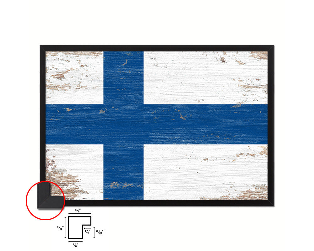 Finland Shabby Chic Country Flag Wood Framed Print Wall Art Decor Gifts