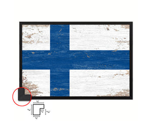 Finland Shabby Chic Country Flag Wood Framed Print Wall Art Decor Gifts