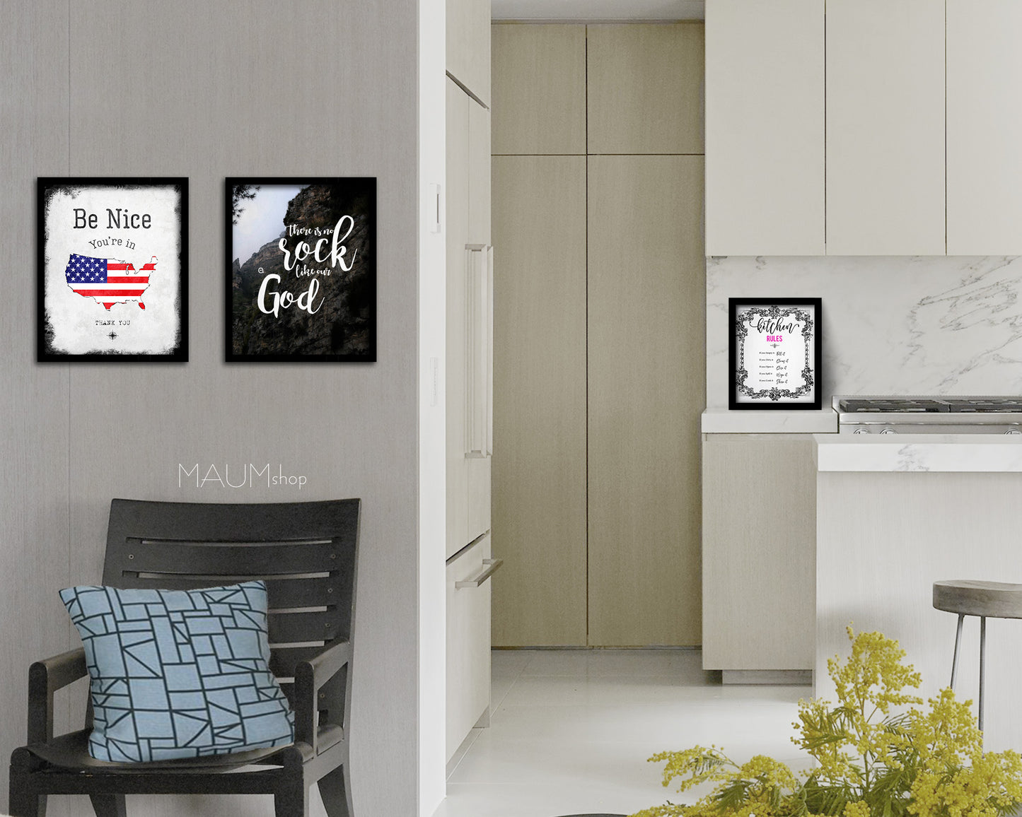 There is no rock like our God Quote Framed Print Wall Decor Art Gifts