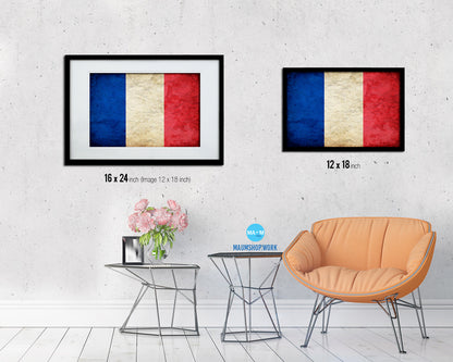 France Country Vintage Flag Wood Framed Print Wall Art Decor Gifts