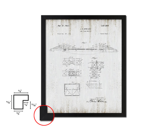 Long Span Bridge Vintage Patent Artwork Black Frame Print Wall Art Decor Gifts