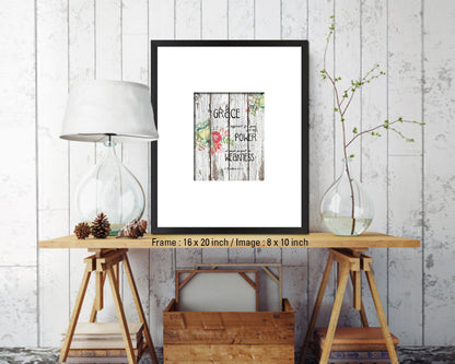 My Grace is sufficient for your for my Power Quote Framed Print Home Decor Wall Art Gifts