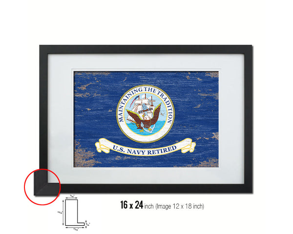 US Navy Retired Maintaining The Tradition Naval USN Shabby Chic Military Flag Framed Print Art