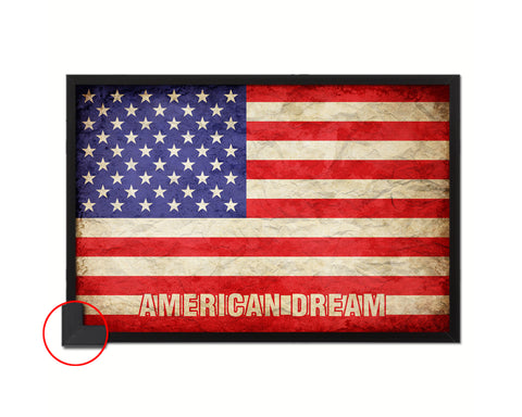 American Dream Campaign Vintage Military Flag Framed Print Sign Decor Wall Art Gifts