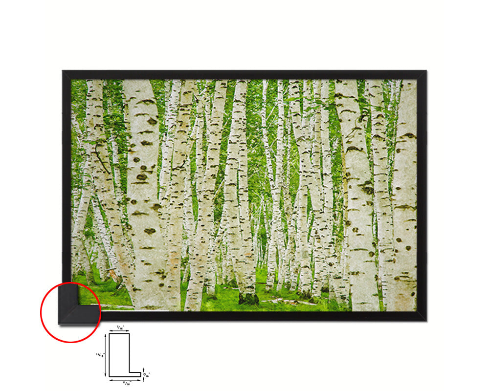 Birch Forest in Mongolia, China Landscape Painting Print Art Frame Home Wall Decor Gifts