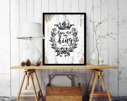You are my king, Psalm 44:4 Quote Framed Print Home Decor Wall Art Gifts