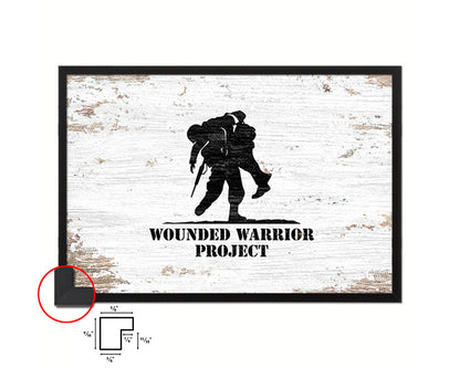 Wounded Warrior Project Shabby Chic Military Flag Framed Print Decor Wall Art Gifts