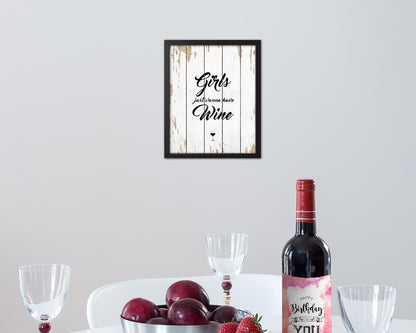 Girls just wanna have Quote Wood Framed Print Wall Decor Art Gifts