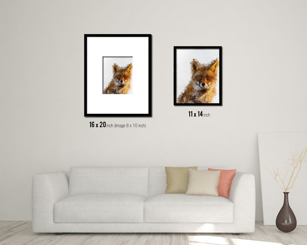 Red Fox Animal Painting Print Framed Art Home Wall Decor Gifts