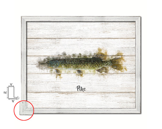 Pike Fish Framed Prints Modern Restaurant Sushi Bar Watercolor Wall Art Decor