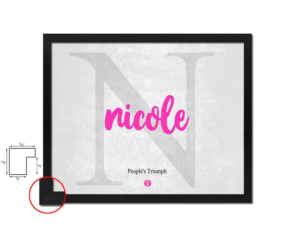Nicole Personalized Biblical Name Plate Art Framed Print Kids Baby Room Wall Decor Gifts