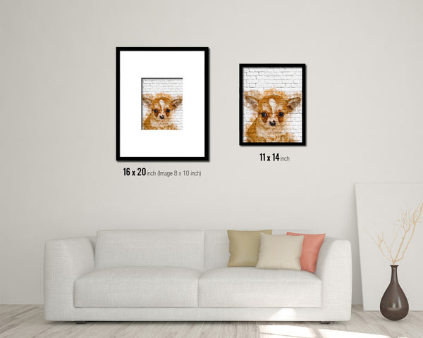 Chihuahua 3 months Dog Puppy Portrait Framed Print Pet Watercolor Wall Decor Art Gifts